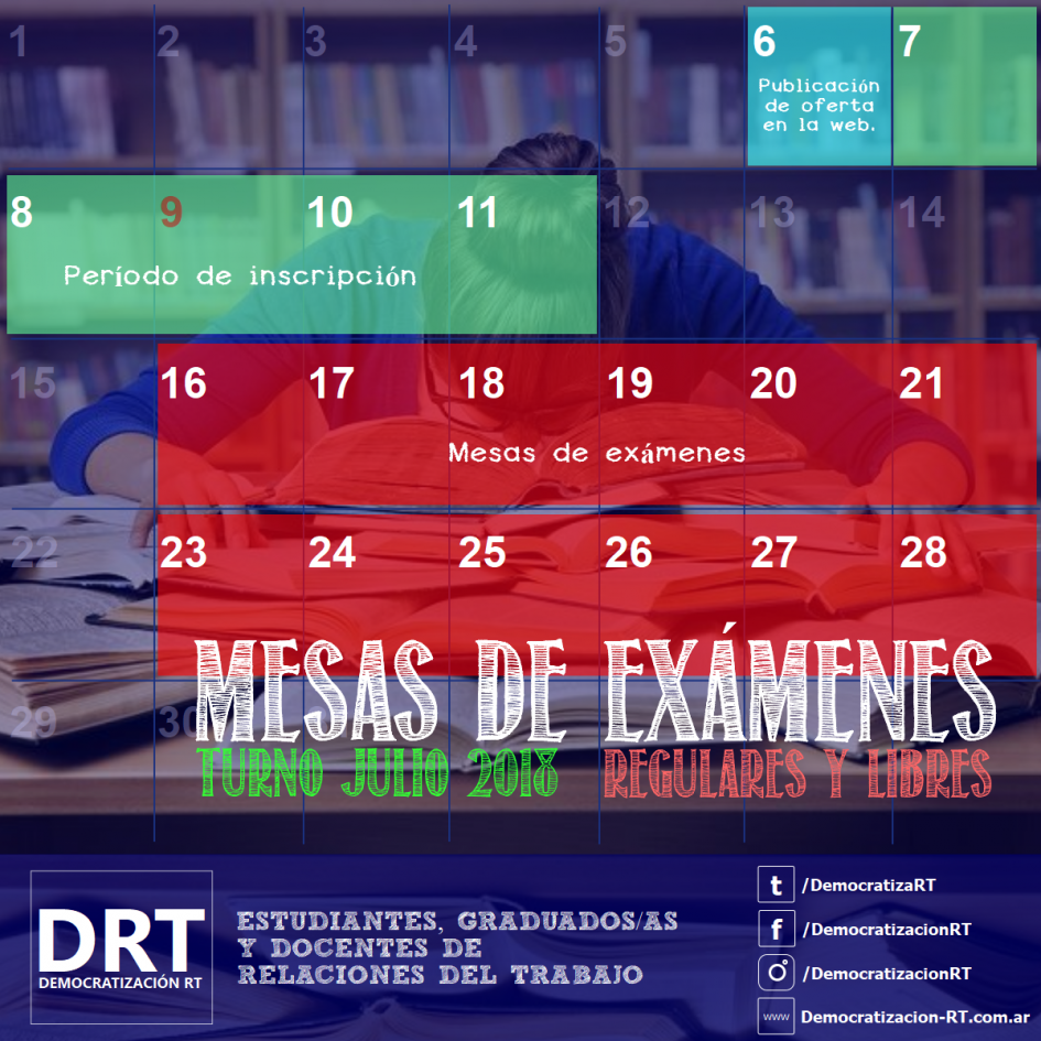 Mesas De Ex Menes Regulares Y Libres Turno De Julio