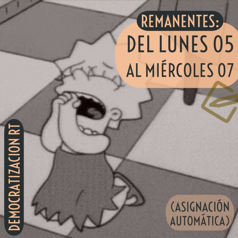 5, 6 y 7 de agosto – 3° llamado de inscripciones – Remanentes