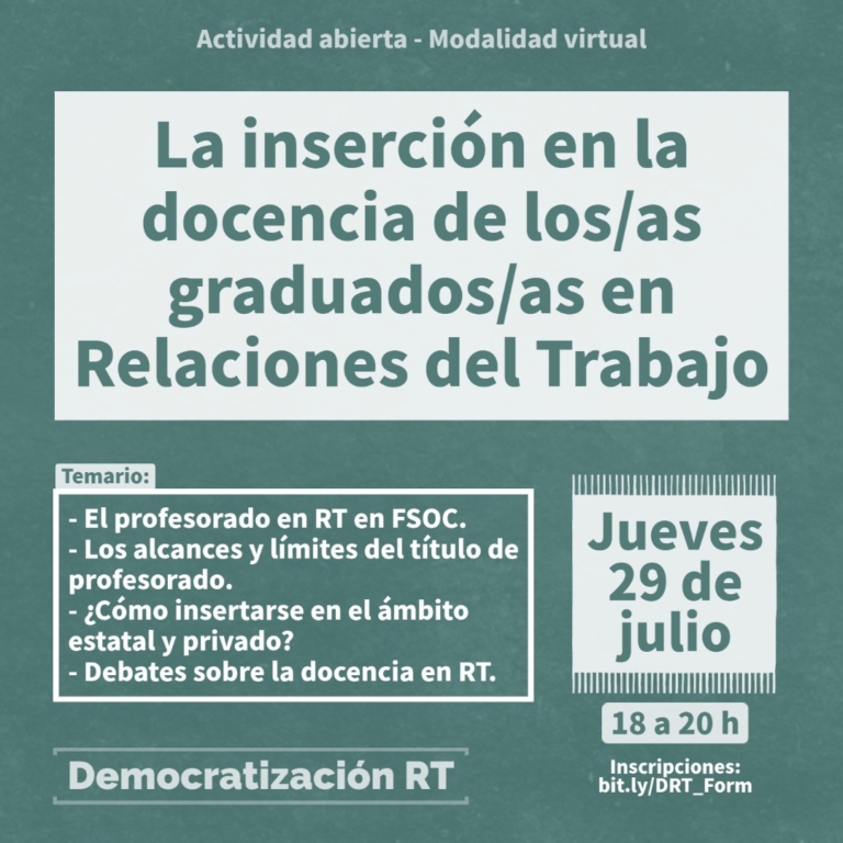 Actividad abierta: La inserción en la docencia de los graduados/as en Relaciones del Trabajo